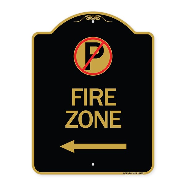 Signmission No Parking Symbol and Left Arrow, Black & Gold Aluminum Architectural Sign, 18" x 24", BG-1824-24655 A-DES-BG-1824-24655 - main